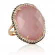 Bella Rosa Ring with Pink Quartz/MOP Doublet and Diamond Ring