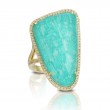 18K Yellow Gold Diamond Ring With Clear Quartz Over Amazonite