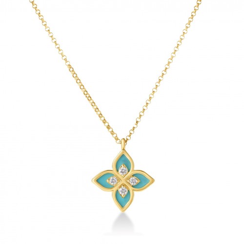 Venetian Princess Cyan Enamel Necklace