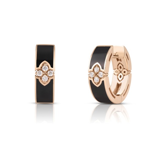 Love In Verona Black Enamel Hoop Earrings