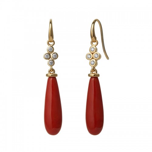 Coral Long Drop Earrings
