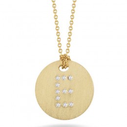 Roberto Coin 18Kt Gold Disc Pendant With Diamond Initial E