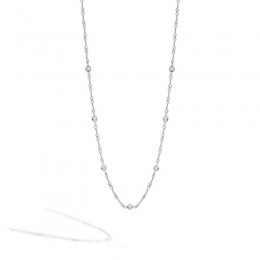 Roberto Coin 18Kt Gold 7 Station Diamond Necklalce On Dog Bone Link Chain