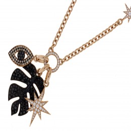 Damaso 18k Rose Gold Diamond Evil Eye Necklace 