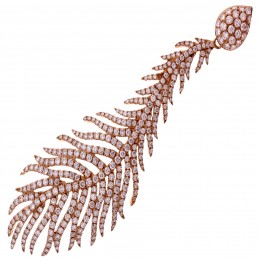 Damaso 18k Rose Gold Diamond Leaf Earring