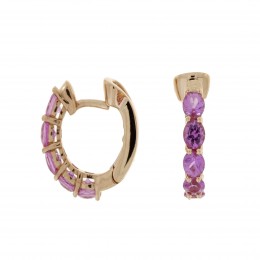 Damaso 18k Rose Gold Pink Sapphire Huggie Earrings 