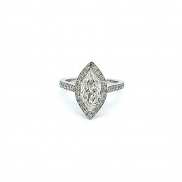 A Platinum Hexagon Diamond Engagement Ring 