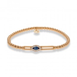 Hulchi Belluni 18k Rose Gold Tresore Evil Eye Stretch Bracelet