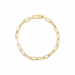 18k Designer Yellow Gold Paperclip Link Bracelet 