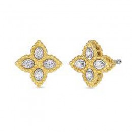 Roberto Coin 18Kt Gold Small Stud Earrings With Diamonds