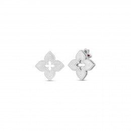 Roberto Coin 18K Petite Venetian Princess Satin Stud Earring W. Diamond Accent