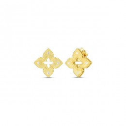 Venetian Princess Satin & Diamond Accent Flower Stud Earrings