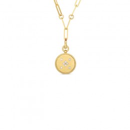 Roberto Coin 18K Venetian Princess Satin Finish Small Medallion Paper-Clip On Chain