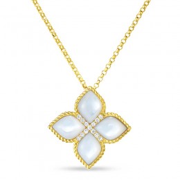 Roberto Coin 18Kt Lrg Flower Mother-Of-Pearl & Diamond Pendant