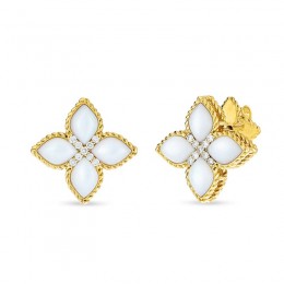 Roberto Coin 18Kt Med Mother-Of-Pearl & Diamond Stud Earring