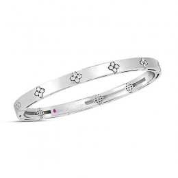 Roberto Coin 18K Verona Narrow Width Bangle W. Diamond Accent