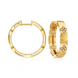 Roberto Coin 18K Love In Verona 20Mm Hoop Earring W. Diamond Flower