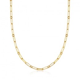 18k Yellow Designer Gold Paperclip And Round Chain 