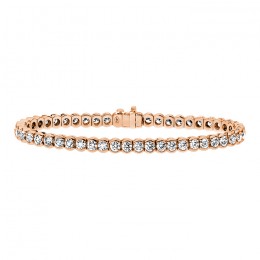 An 18k Rose Gold Round Semi Bezel Bracelet 