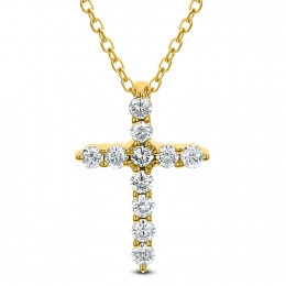 18k Yellow Gold Diamond Cross