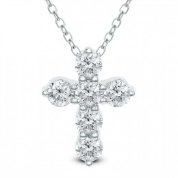 18k White Gold Diamond Cross