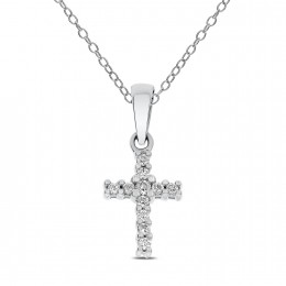 18k White Gold Diamond Cross