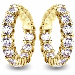 18k Yellow Gold Diamond Hoop Earrings