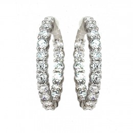 18k White Gold Diamond Hoop Earrings