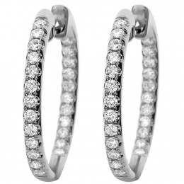 18k White Gold Diamond Hoop Earrings
