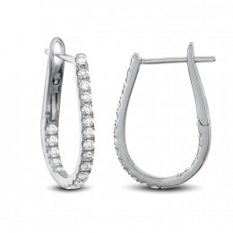 18k White Gold Diamond Hoop Earrings