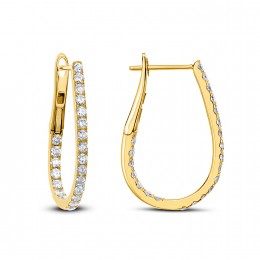 18k Yellow Gold Diamond Hoop Earrings