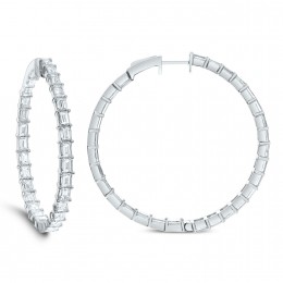 18k White Gold Diamond Hoop Earrings