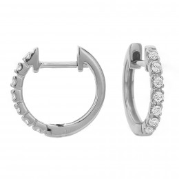 18k White Gold Huggie Diamond Earrings