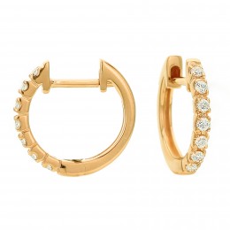 18k Yellow Gold Diamond Huggie Hoop Earrings