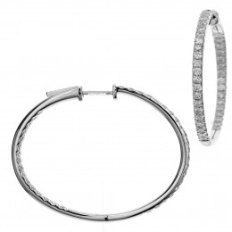 18k White Gold Diamond Hoop Earrings