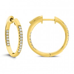 18k Yellow Gold Diamond Hoop Earrings