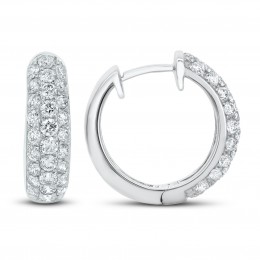 18k White Gold Diamond Huggie Earrings