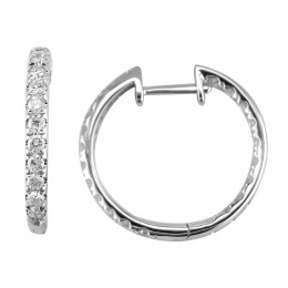 18k white gold diamond hoop earrings 