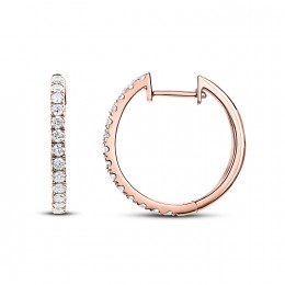 18k Rose Gold Diamond Hoops