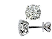 18k White Gold Diamond Cluster Earrings