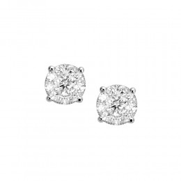 18k White Gold Diamond Illusion Stud Earrings
