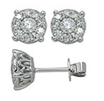 18k White Gold Diamond Cluster Stud Earrings