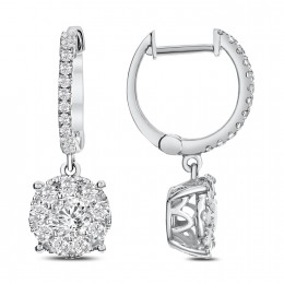 18k White Gold Diamond Hoop Earrings