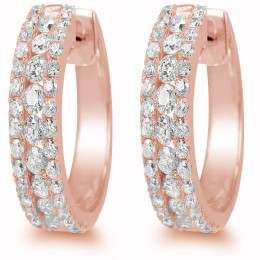 18k Rose Gold Huggie Diamond Hoop Earrings