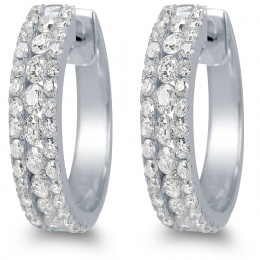 18k White Gold Diamond Huggie Earrings