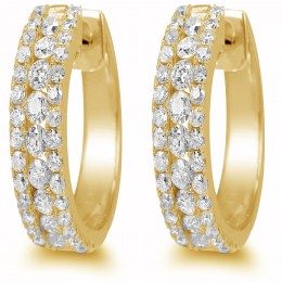 18k Yellow Gold Diamond Huggie Earrings
