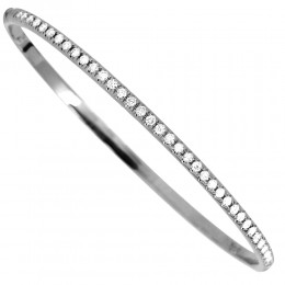 18k White Gold Round Diamond Bangle