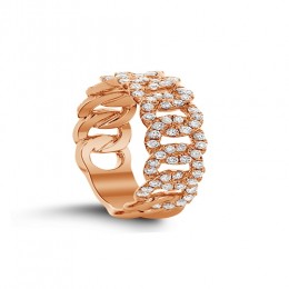 An 18k Rose Gold Interlocking Cuban Link Diamond Ring