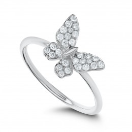 18k White Gold Diamond Butterfly Ring