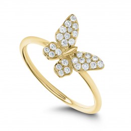 18k Yellow Gold Diamond Butterfly Ring